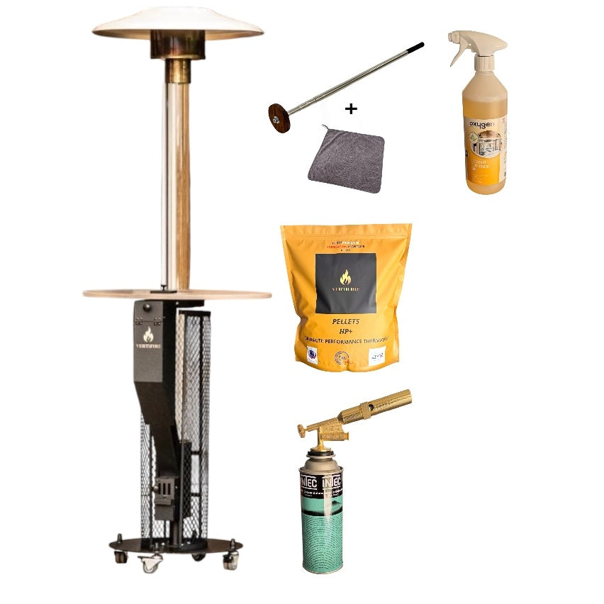 Chauffage à pellets Vertifire 220 Premium avec table et accessoires — vue complémentaire