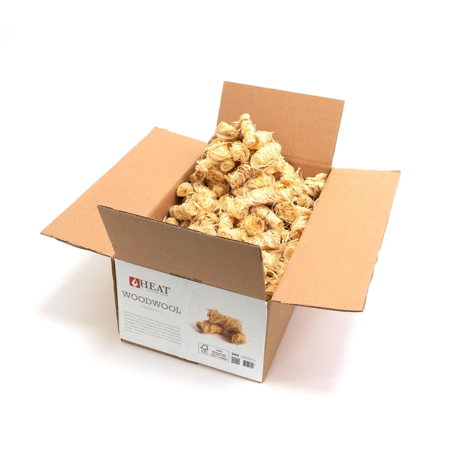 Laine de bois fluffy beige en boîte pour démarrage rapide barbecue brasero