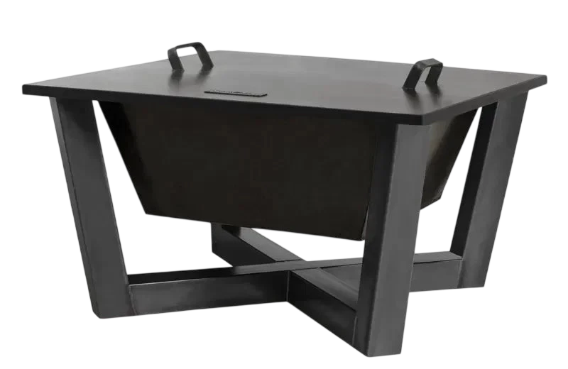 Table basse moderne noire avec pieds en métal et un compartiment de rangement.