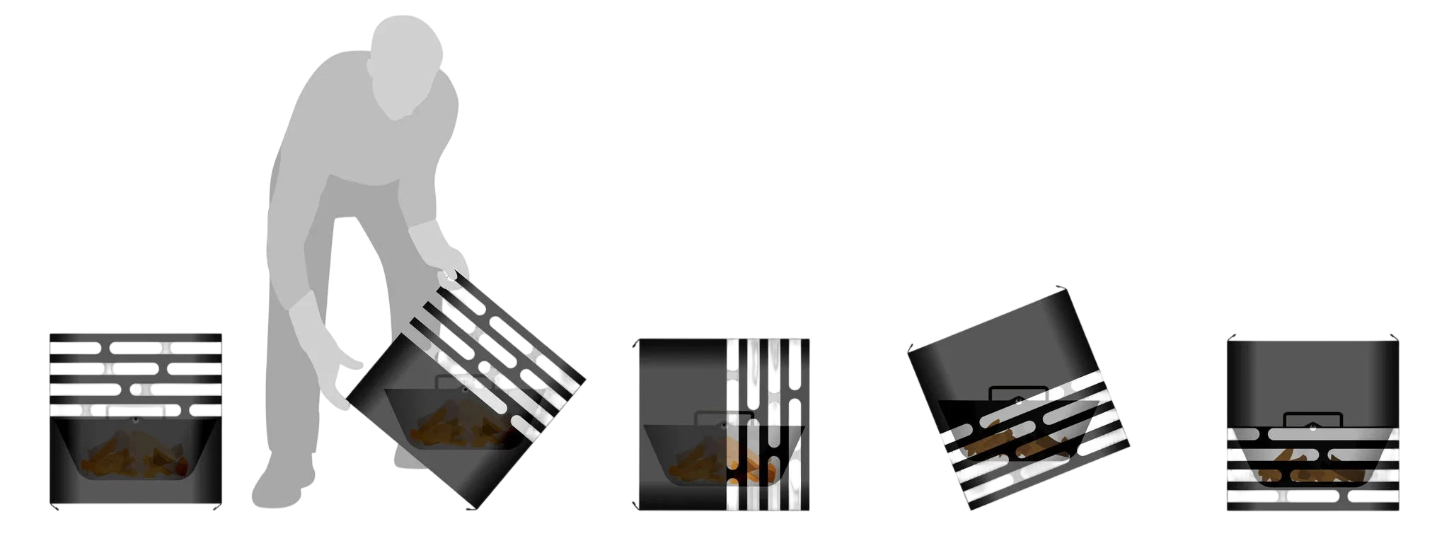 Étui pour ordinateur portable à rayures noires et blanches avec un design minimaliste.