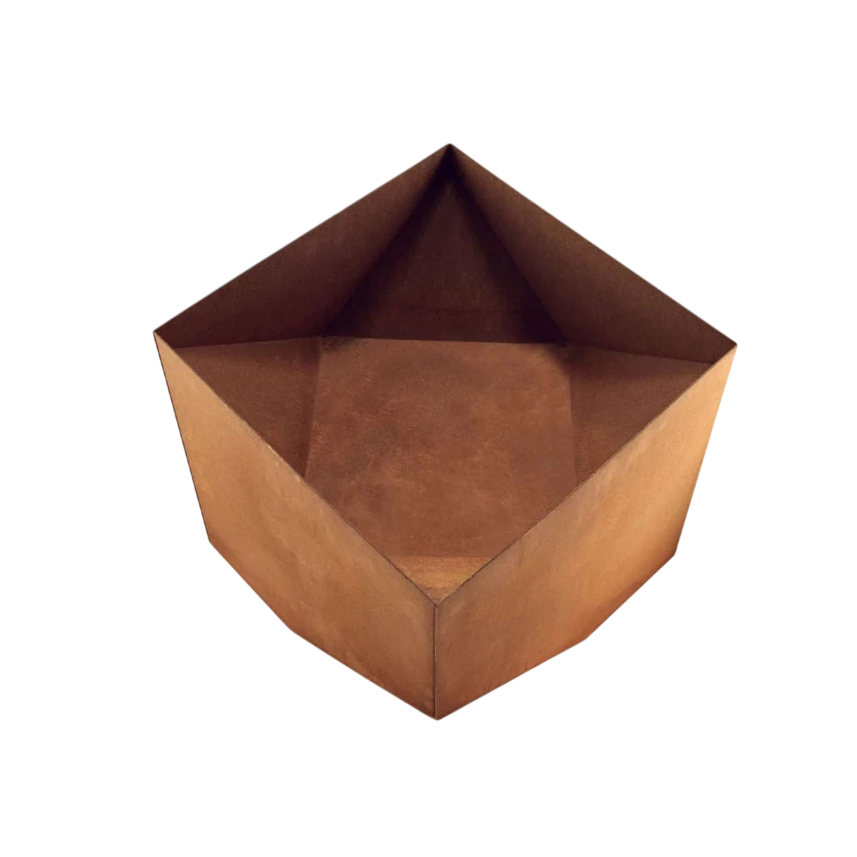 Bol en papier inspiré de l’origami brun avec des plis géométriques et une finition lisse et mate.