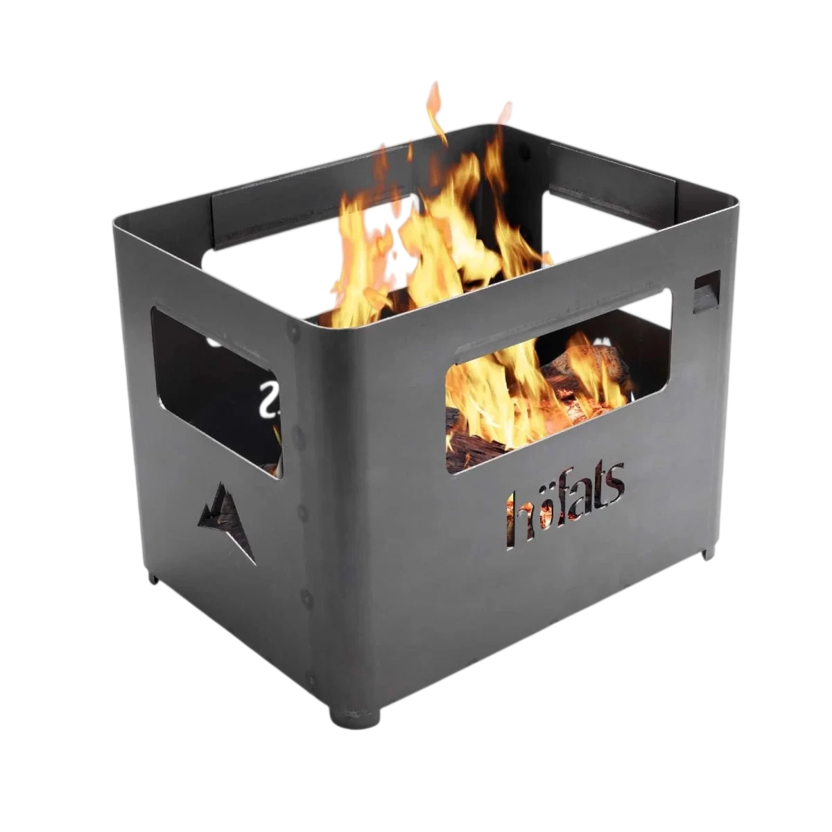 Foyer de feu en métal noir avec des flammes