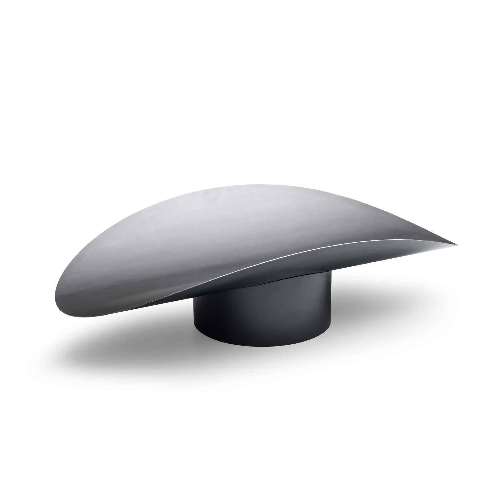 Luminaire en forme de dôme argenté avec base noire