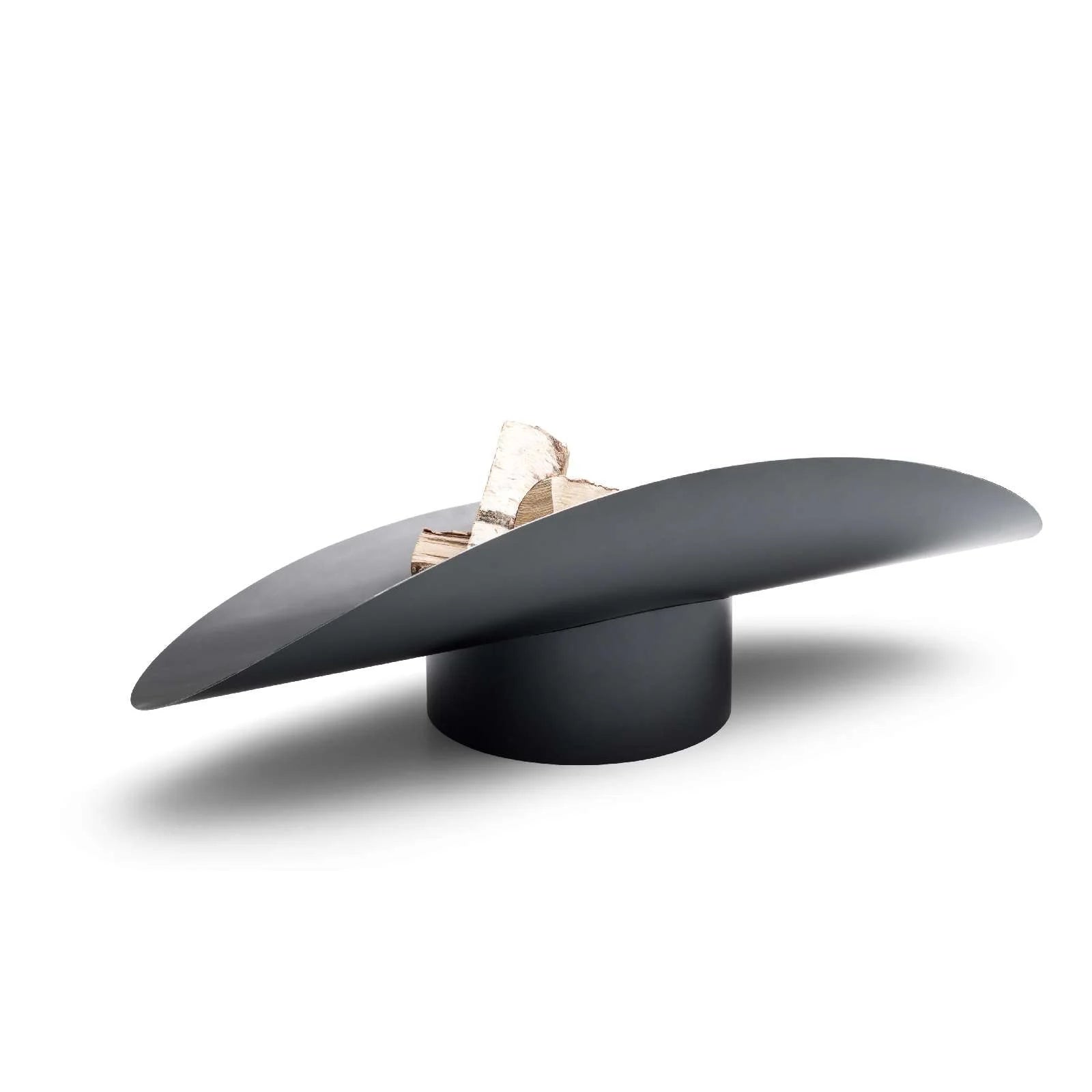 Support de bague noir mat avec un design élégant et moderne et des accents métalliques.