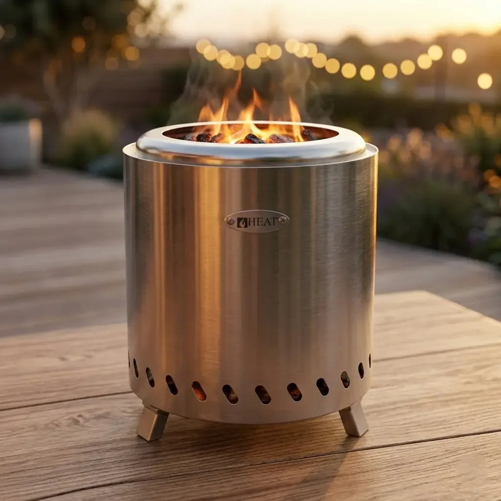 Brasero acier inox rond Ø22 cm sans fumée ROKFRI M, fini brossé