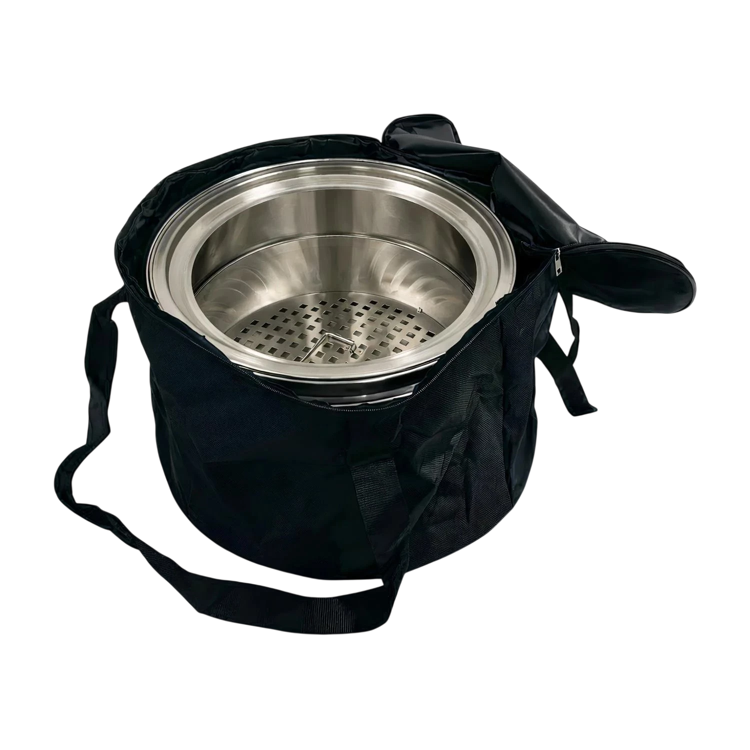 Brasero acier inoxydable rond Ø40 cm ROKFRI L dans sac de transport noir