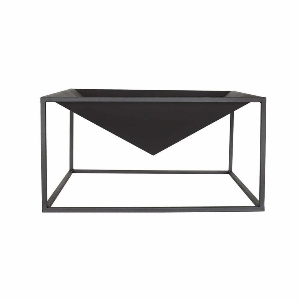 Brasero acier noir carré 60 cm CAIRO design géométrique angulaire