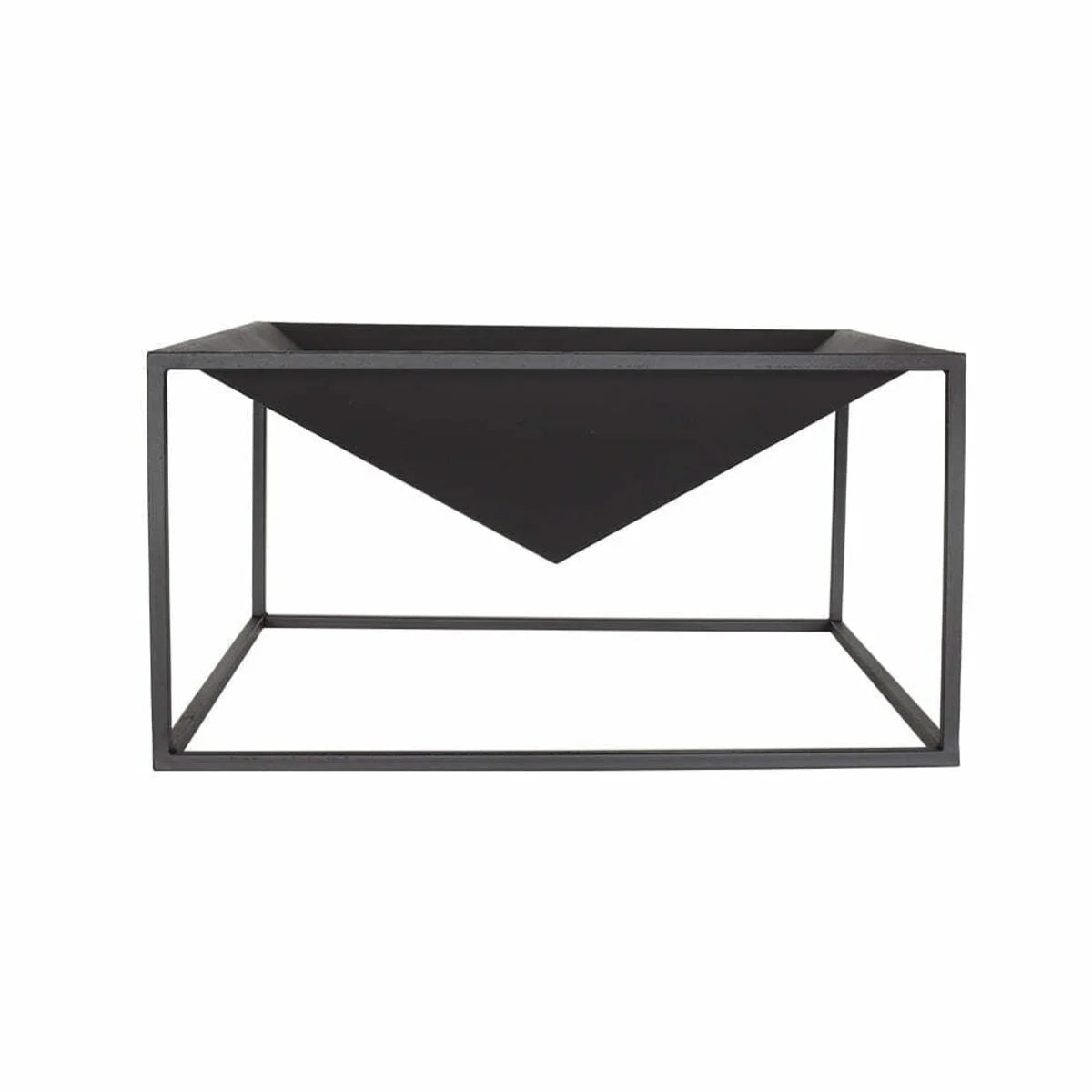 Brasero acier noir carré 60 cm CAIRO design géométrique angulaire