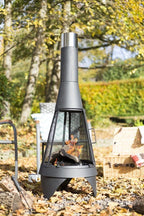 Brasero acier noir H125 cm sur pied avec grille Colorado Mesh M