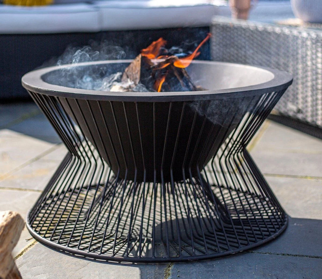 Brasero acier noir Ø60 cm Milan design sablier rond extérieur