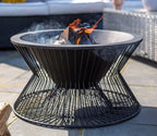 Brasero acier noir Ø60 cm Milan design sablier rond extérieur