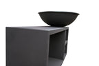 Évier en bol noir mat monté sur un meuble-lavabo gris moderne