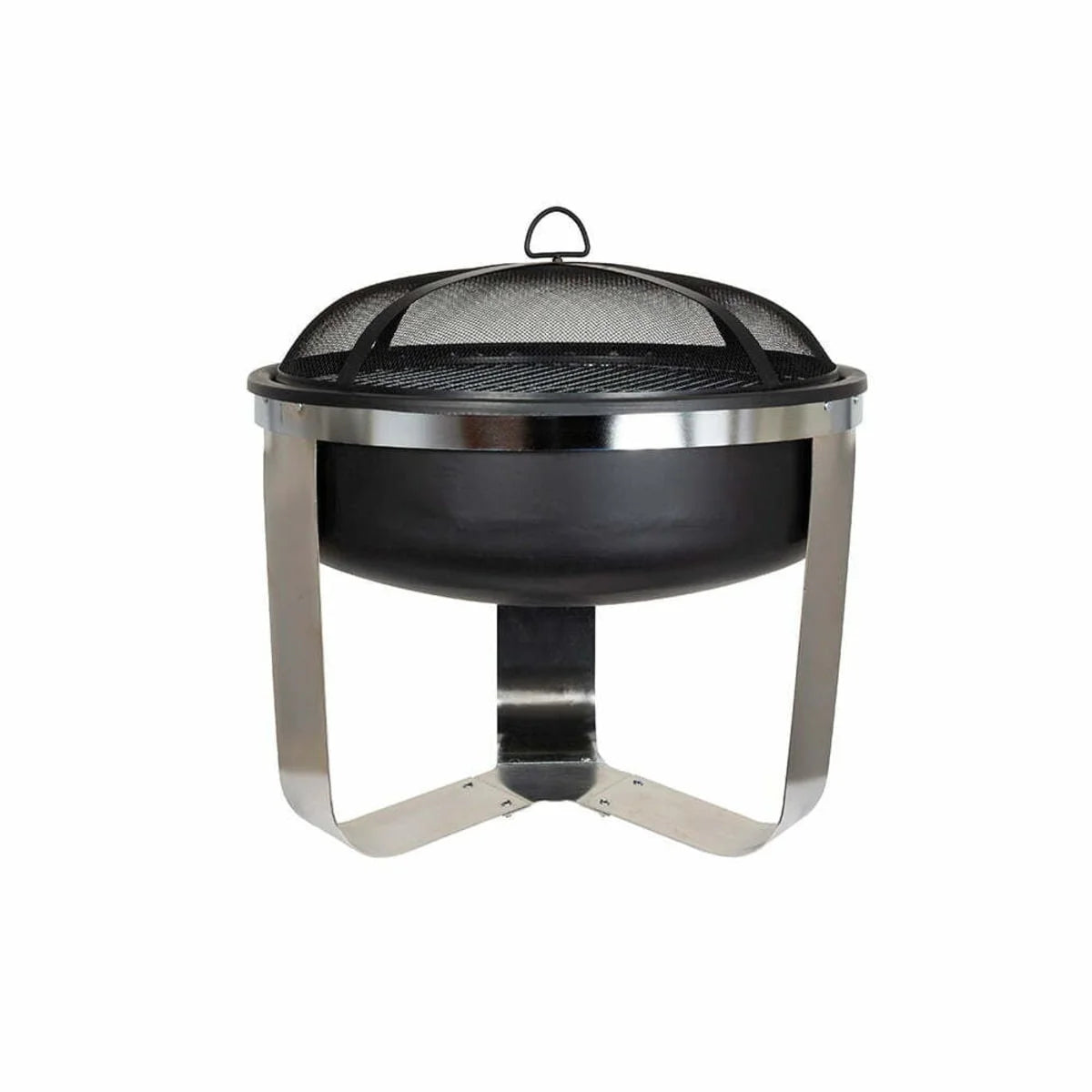 Brasero acier noir rond 65 cm sur pied avec grille Camden