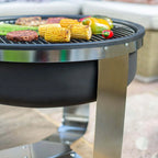 Brasero acier noir rond 65 cm sur pied avec grille Camden en acier noir