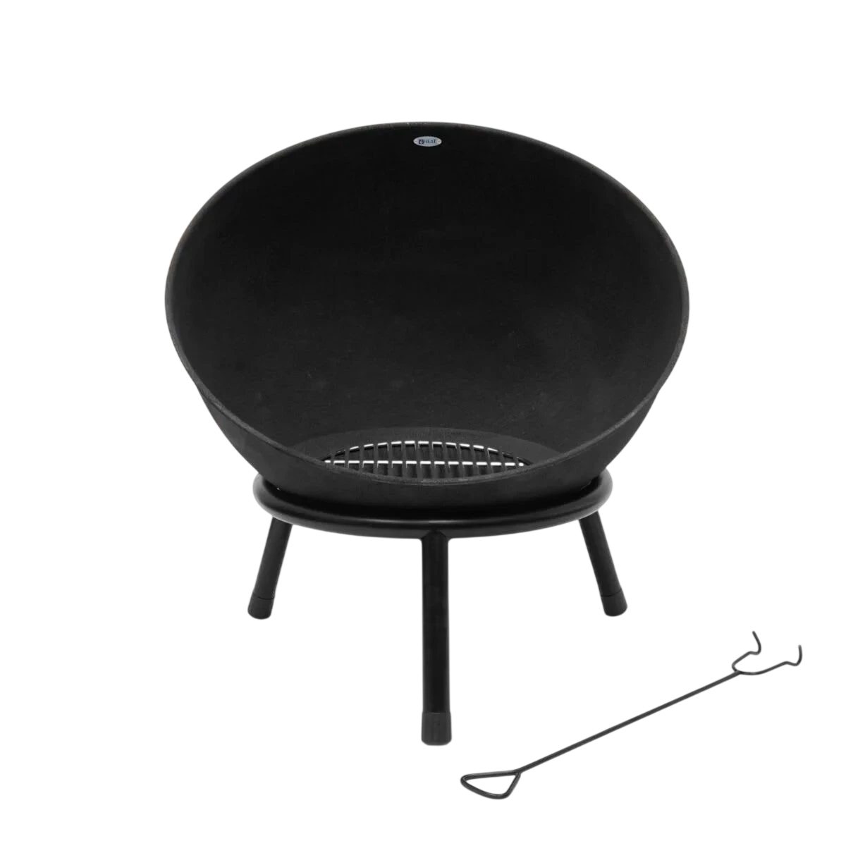 Brasero acier noir rond Ø56 cm sur pied à bois KAPPA 60