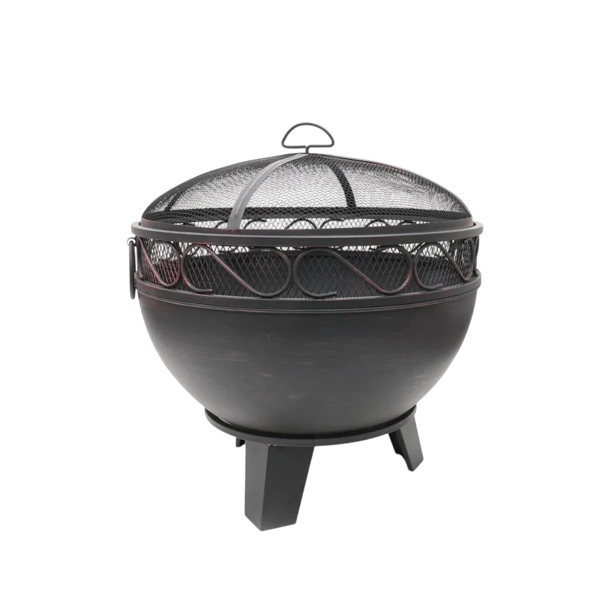 Brasero acier noir rond Ø60 cm avec couvercle pare-étincelles BOBLE