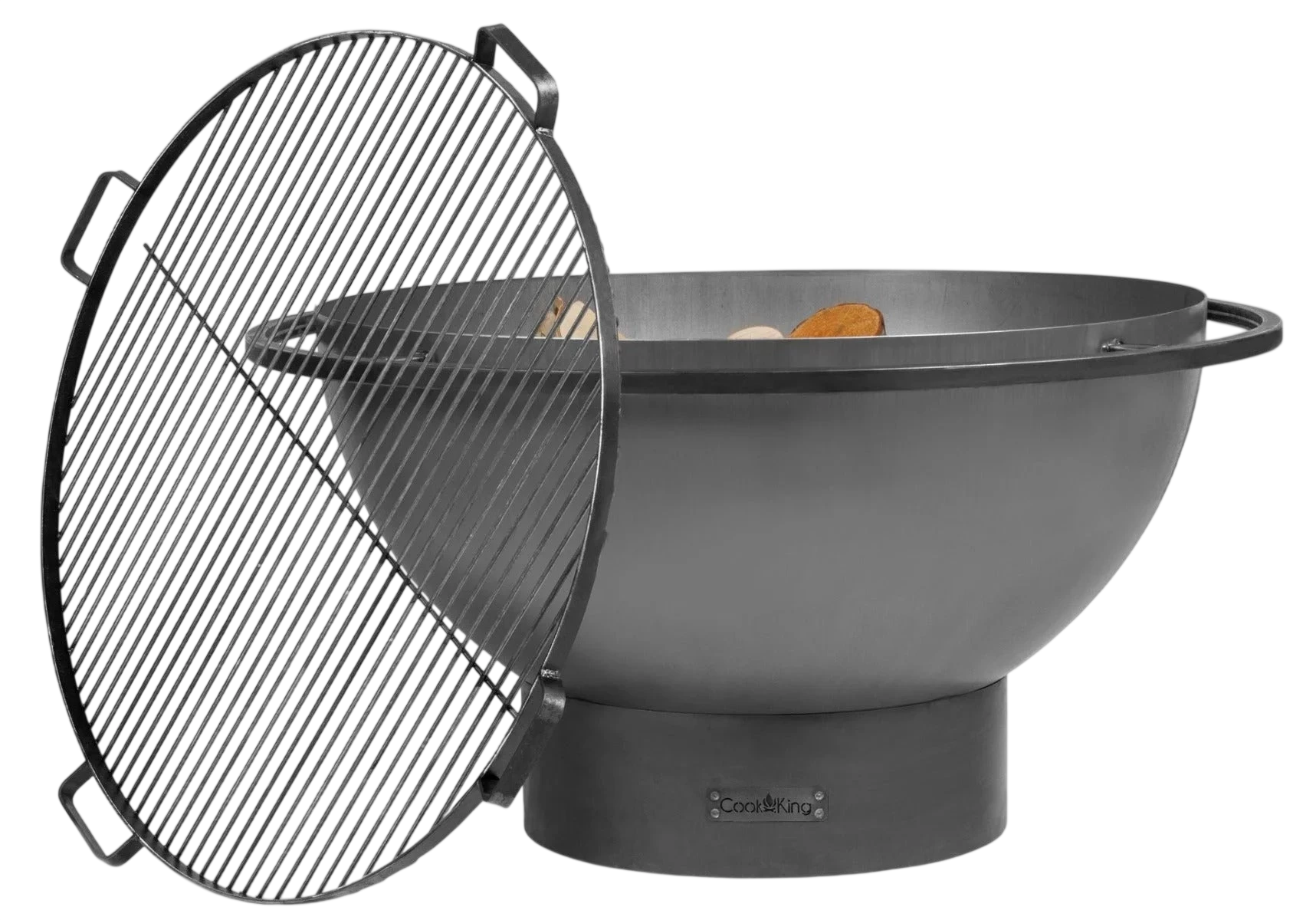 Barbecue au charbon avec grille et poignée noires, conçu pour la cuisson en extérieur.