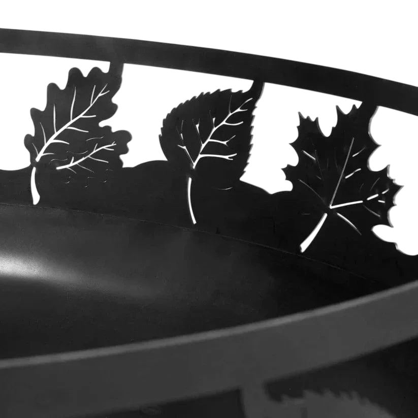 Plateau de table avec design de feuille en métal noir