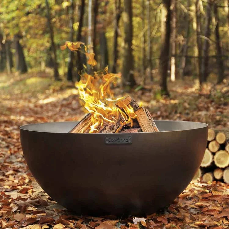 Bol en fonte d’acier brun pour foyer avec flammes