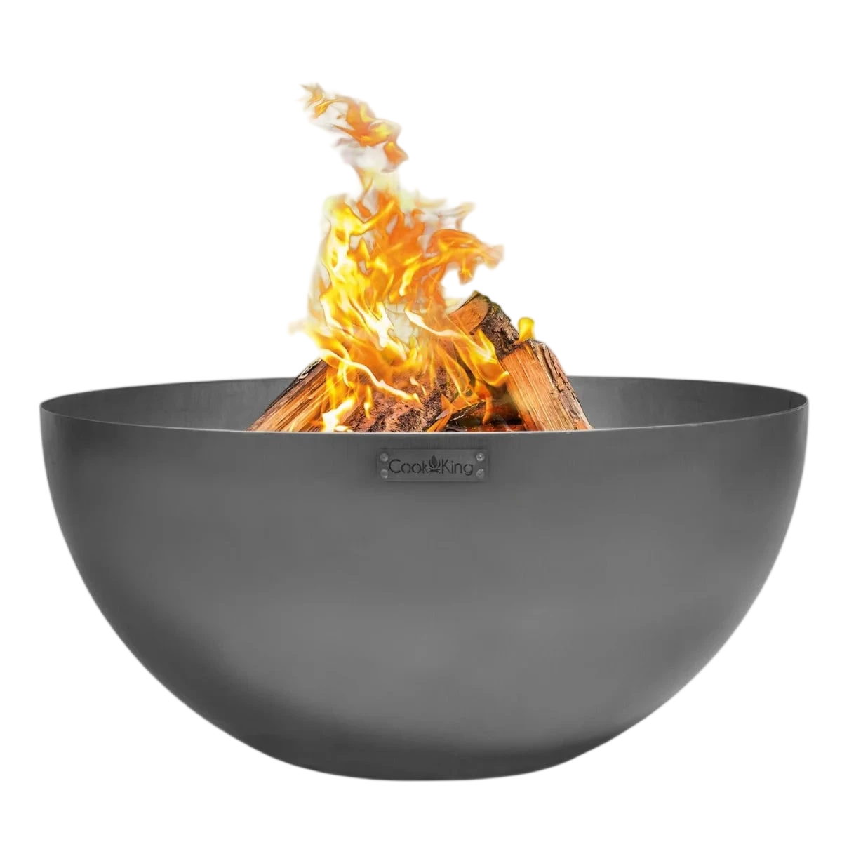 Bol en fonte de couleur charbon avec design de flamme et logo.