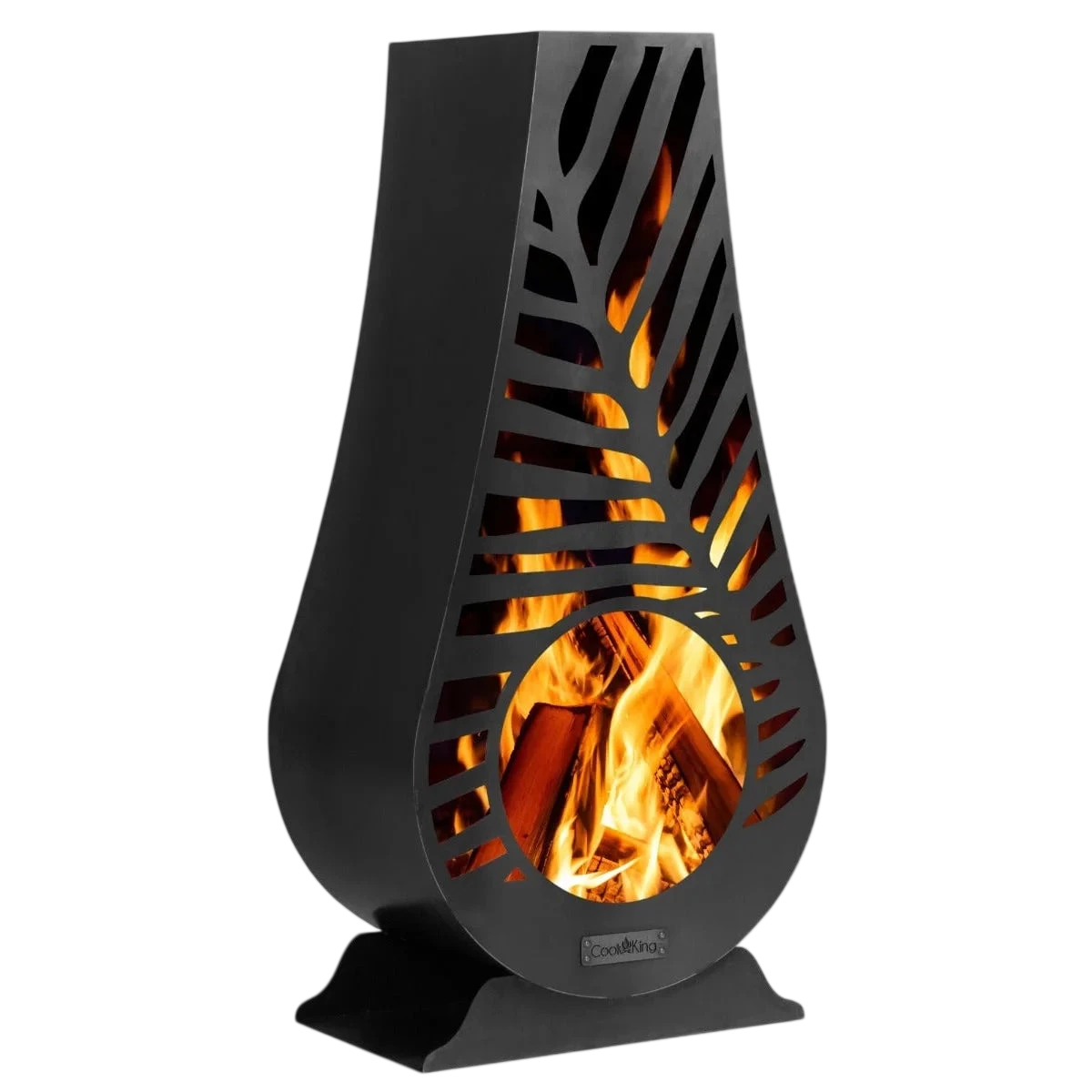 Foyer de feu en métal noir avec design de flamme