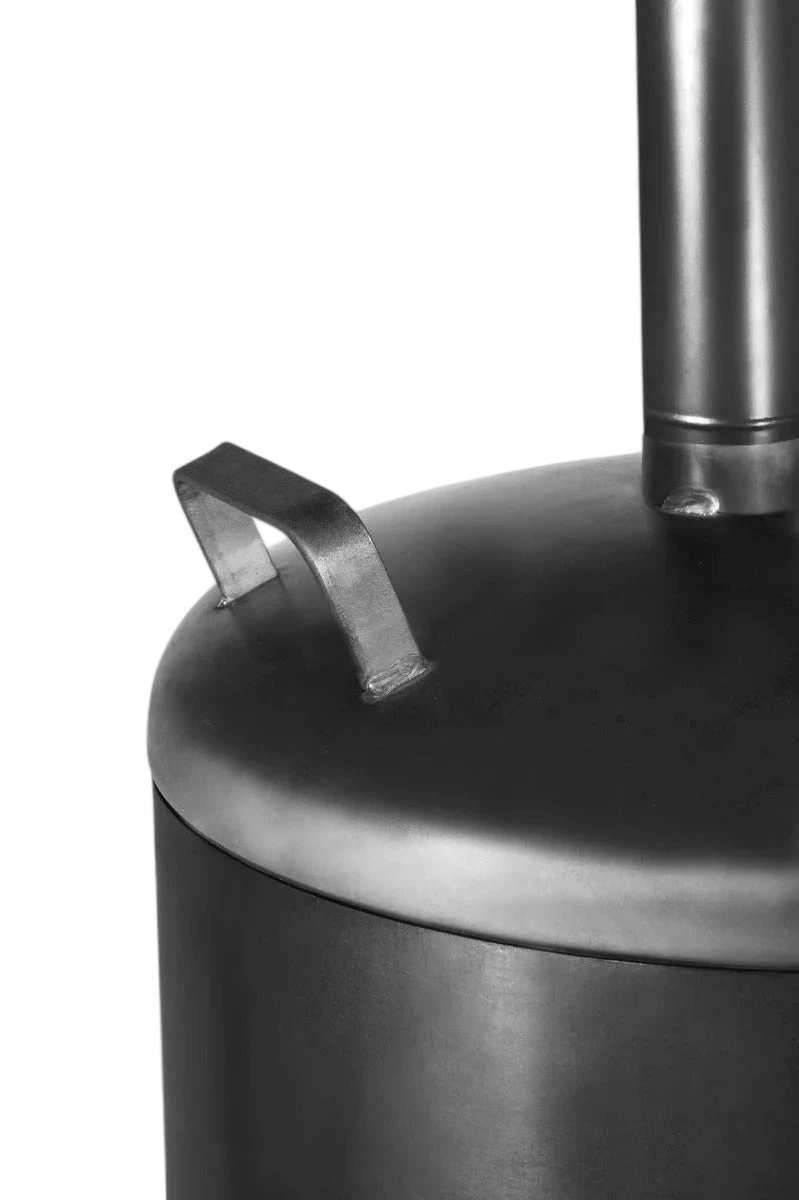 Bouilloire en acier inoxydable avec des poignées courbées et un design élégant.