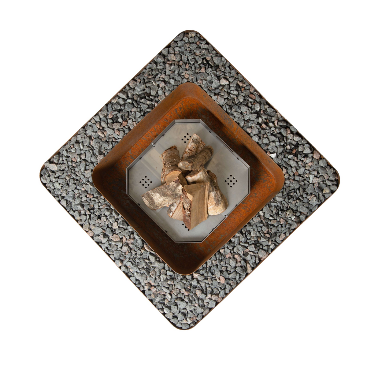 Brasero carré Corten 120 × 120 cm — Fogo — vue principale