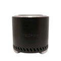 Brûleur portable cylindrique noir avec un haut et une base argentés, arborant le nom de marque « redfire » en relief sur son côté.