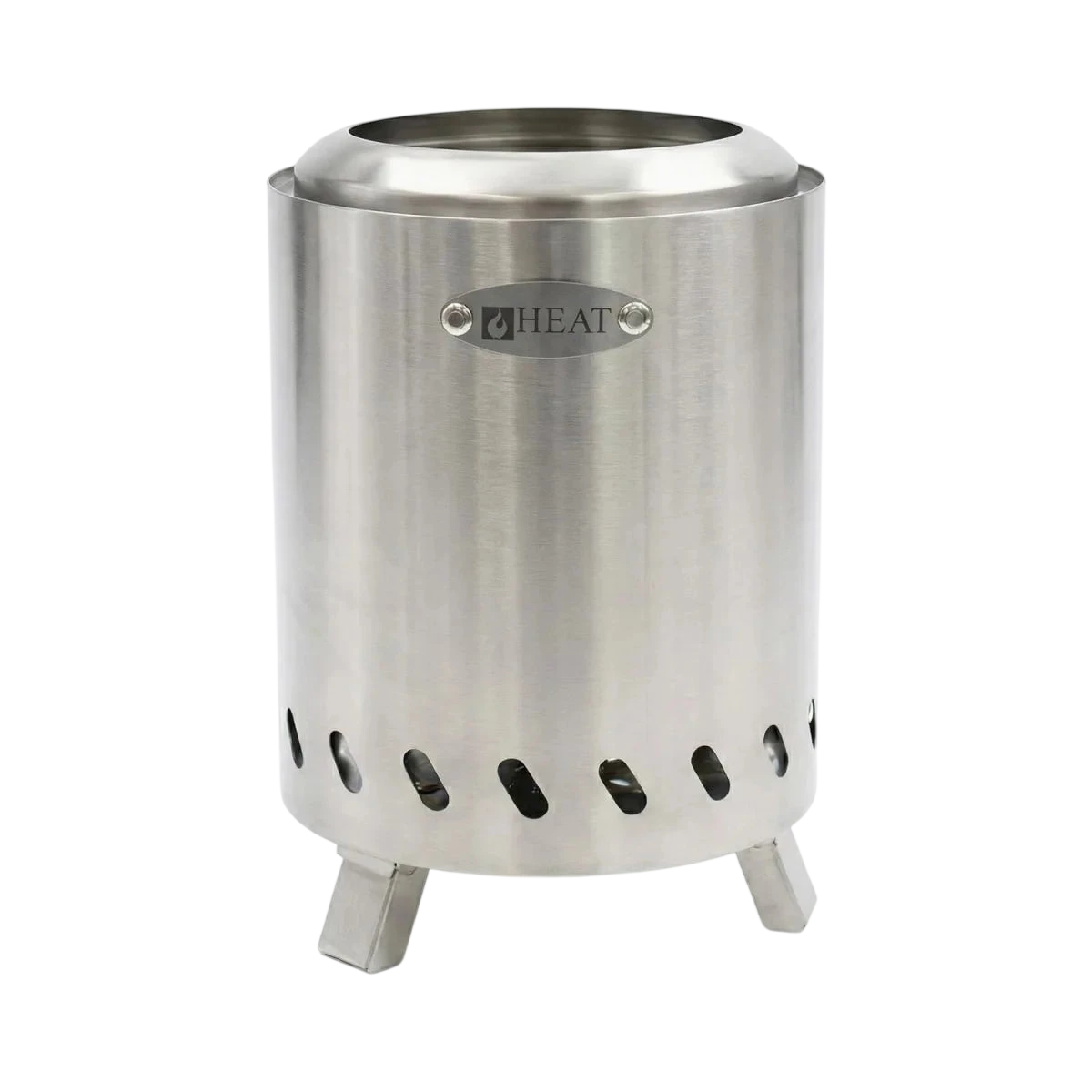 Brasero inox Rokfri S rond Ø15 cm, vue brushed avec slots et pieds
