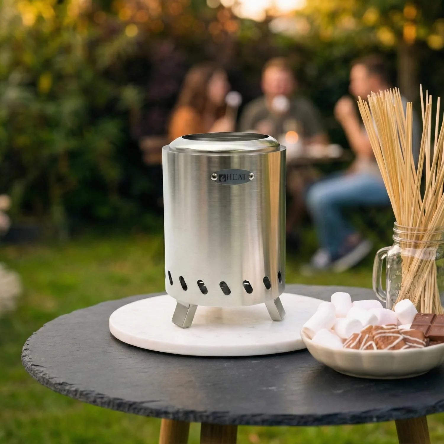 Brasero inox Rokfri S rond Ø15 cm sans fumée, vue compacte portable