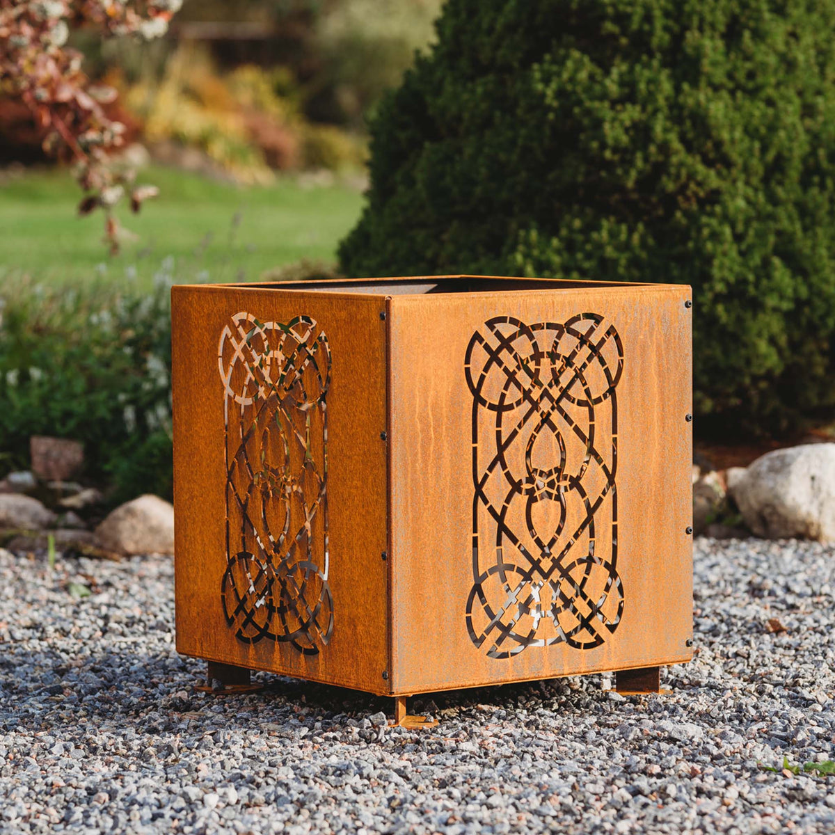 Brasero carré Corten sur pied 48 × 48 cm — Laterna — vue principale