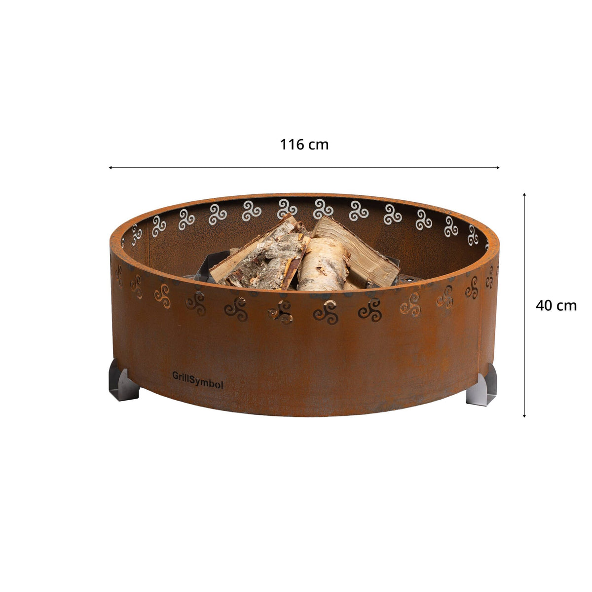 Brasero rond Corten Ø116 cm — Legend XL — en situation