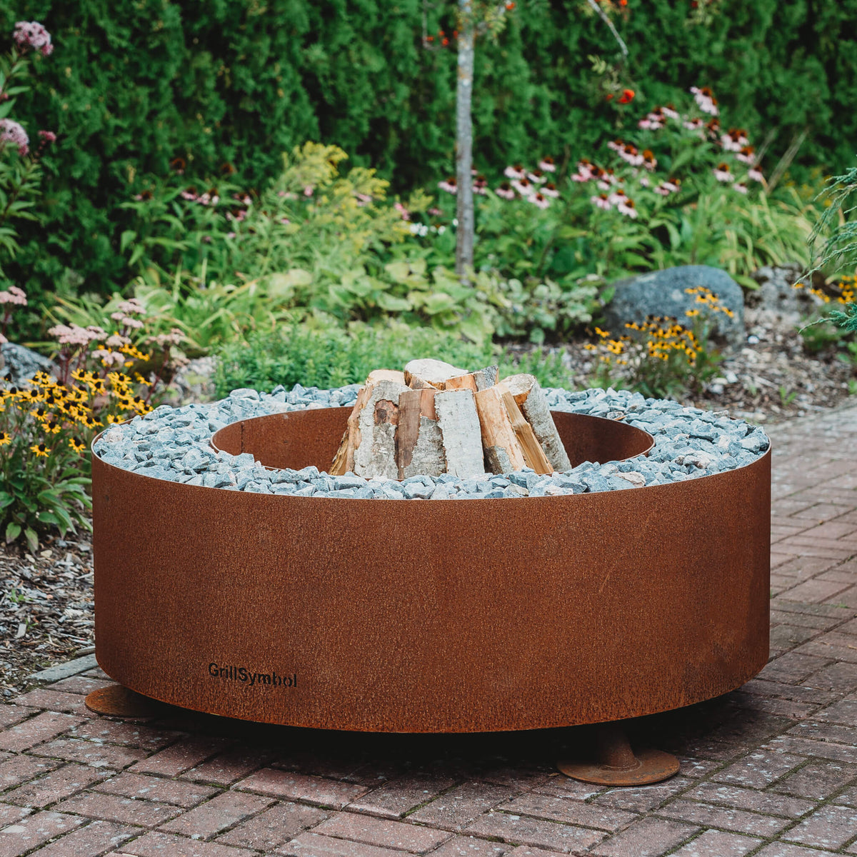 Brasero rond Corten Ø119 cm — Luna — détail