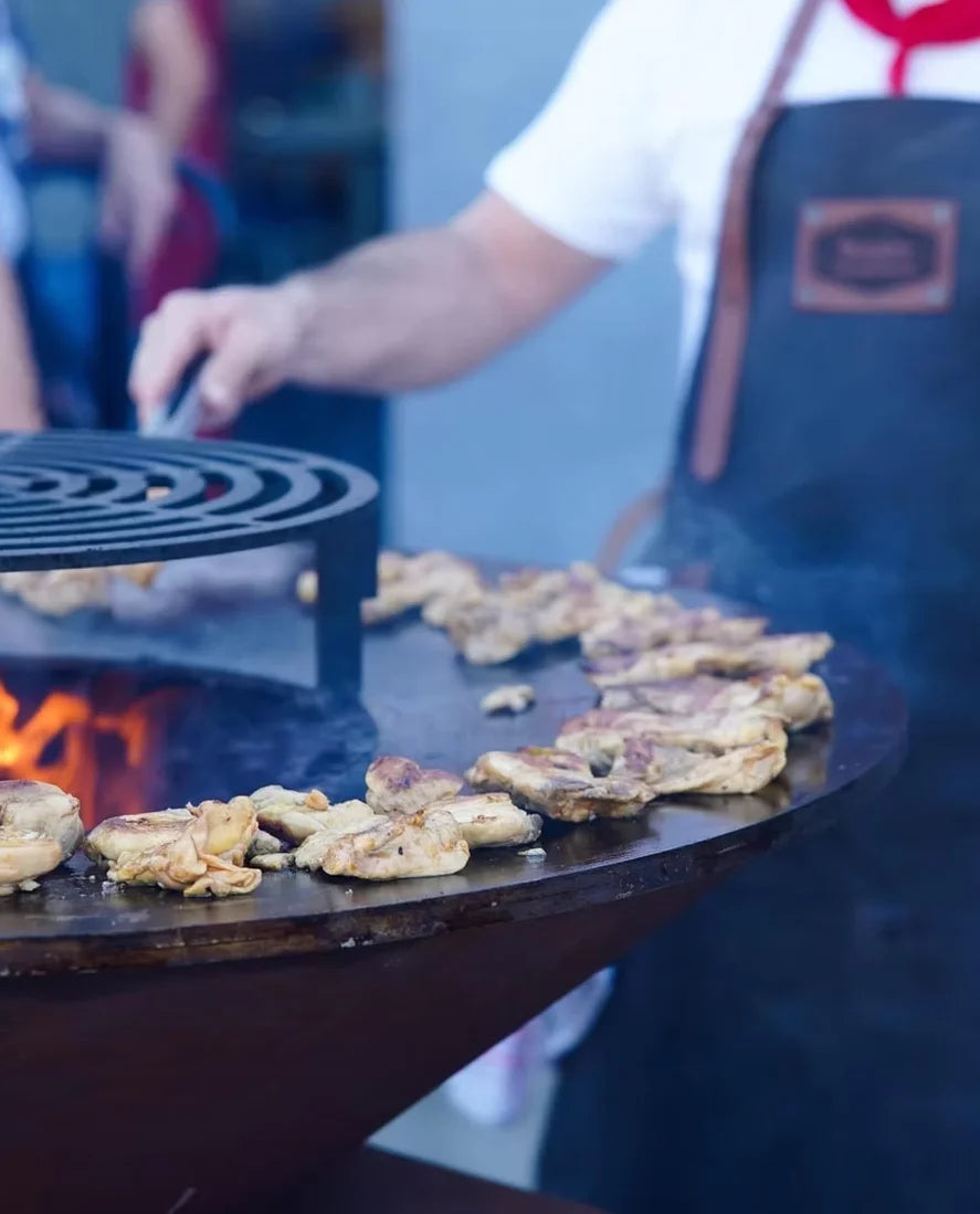Brasero plancha acier Corten Ø100cm CLASSIQUE avec flammes orange
