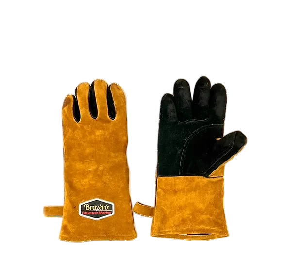 Paire de gants de soudure orange/noir Brazero, dos, pour brasero plancha acier corten