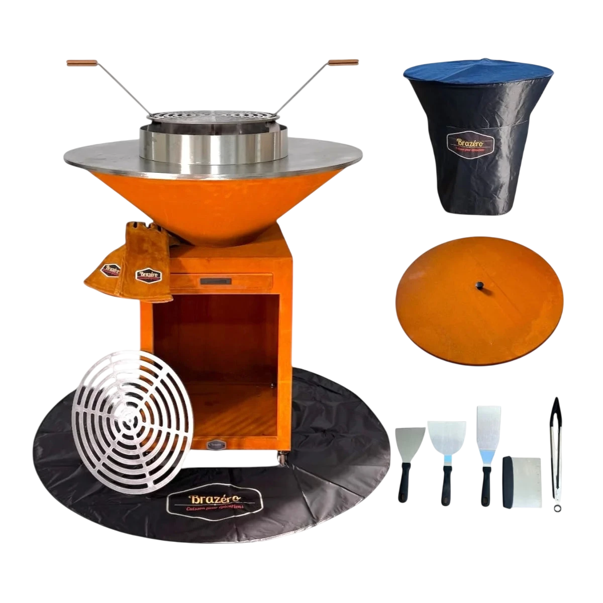 Brasero plancha acier Corten Ø100cm Prestige, vue arrière