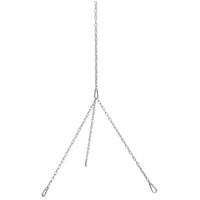 Chaîne en argent avec design à crochet à trois branches, probablement pour suspendre des lumières ou des décorations.