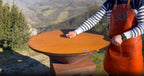 Couvercle brasero acier corten Ø100 cm rond rouille avec base conique