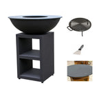 Bol en finition mate noire pour foyer avec un support carré doté de compartiments ouverts.