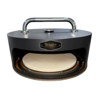 Four à pizza pour brasero acier double, pierre Ø33 cm, manche inox