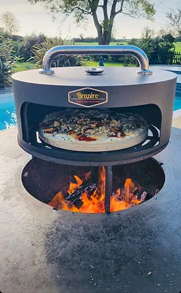 Four à pizza pour brasero acier double cloche 45 cm en acier avec gravito