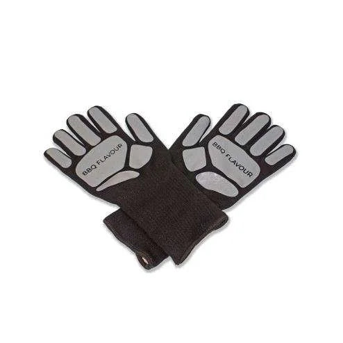 Gants saveur barbecue noir avec accents gris et design de paume texturé.