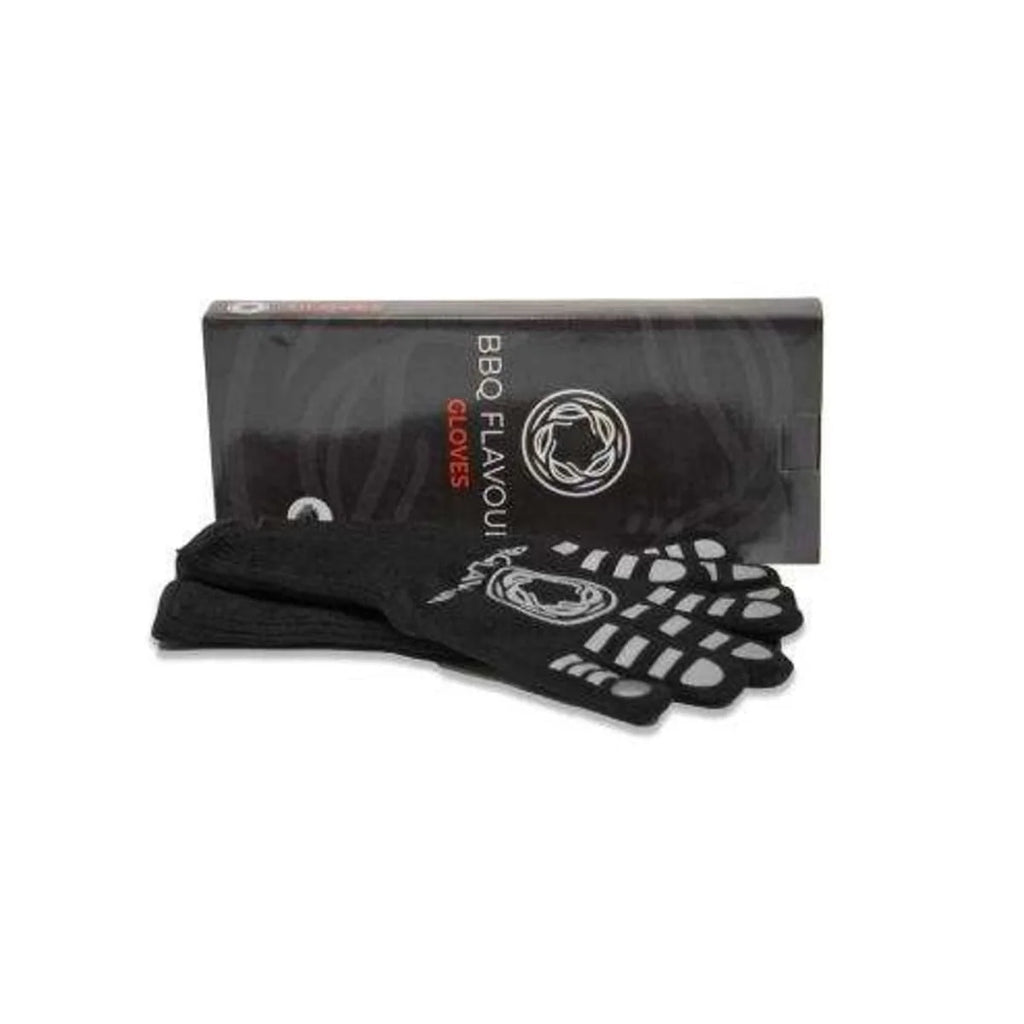 Gants saveur barbecue noir avec prise texturée et design serpent sur la paume.