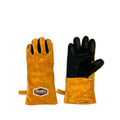 Gants de cuisson cuir longs résistants, tan et noir, patch au poignet