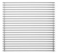 Grille en acier inoxydable avec barreaux horizontaux et une forme rectangulaire, adaptée à la cuisine en extérieur.