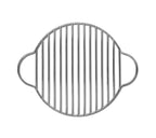 Grille en acier inoxydable avec poignées courbées et une base circulaire.