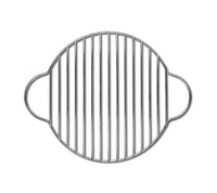 Grille en acier inoxydable avec poignées courbées et une base circulaire.