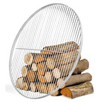 Anneau de feu en acier inoxydable avec des bûches à l’intérieur, design circulaire
