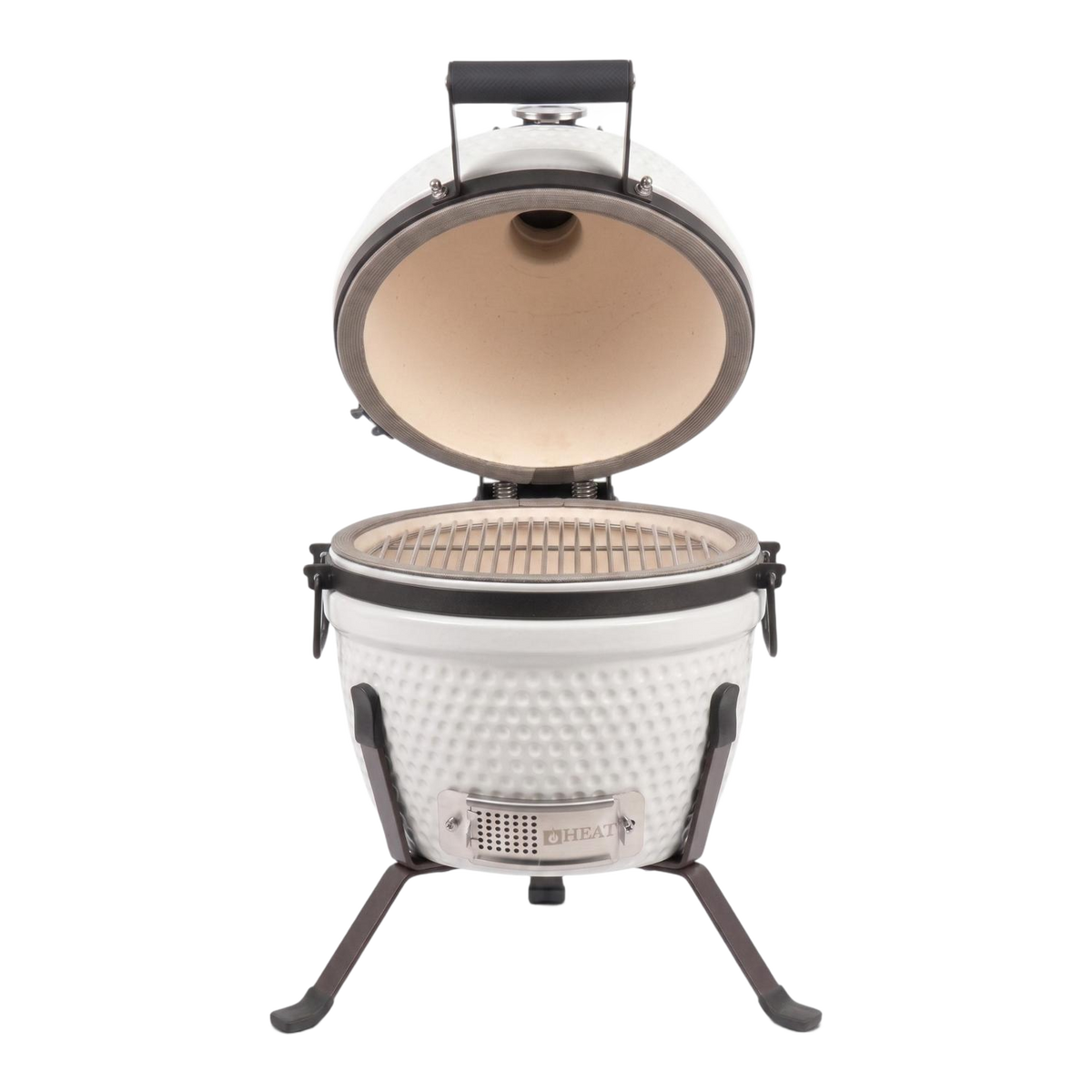 Barbecue kamado céramique 13 pouces blanc – HEAT Fyregg — couvercle ouvert