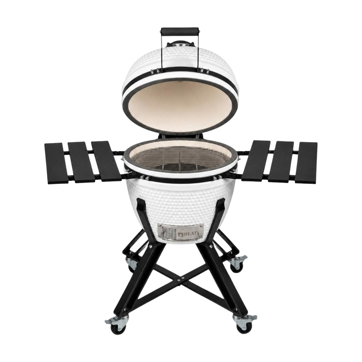 Barbecue kamado céramique 18 pouces blanc – HEAT Fyregg — couvercle ouvert
